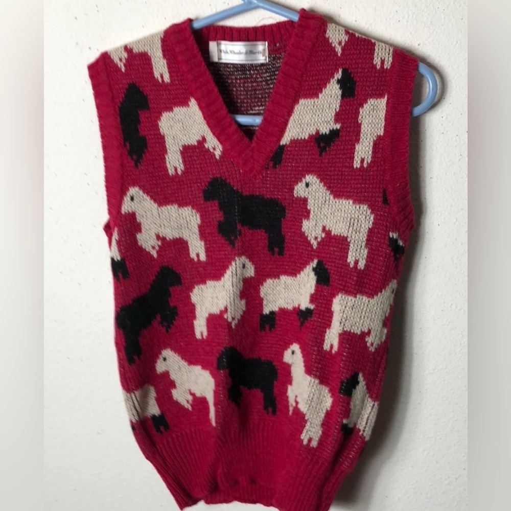 White, Wheeler, &Martha SHEEP PATTERN JACQUARD WOOL VEST M